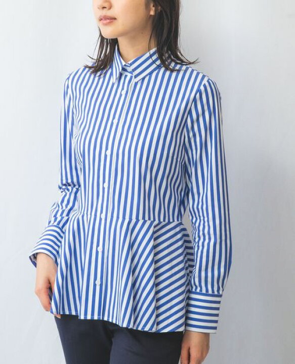 楽天市場】【期間限定60％OFF】《 ストライプ ペプラム 長袖 シャツ