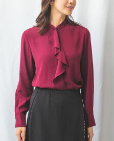 【50%OFF】《ジョーゼット アシメ フリル 長袖 ブラウス 》 レディース トップス バンドカラー 上品 華やか ナラ カミーチェ NARACAMICIE アウトレット 送料無料