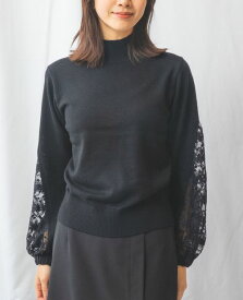 【50%OFF】《 レース袖 ニット プルオーバー 》 レディース トップス 長袖 ハイネック 異素材 ドッキング ジャケットイン ナラ カミーチェ NARACAMICIE アウトレット 送料無料