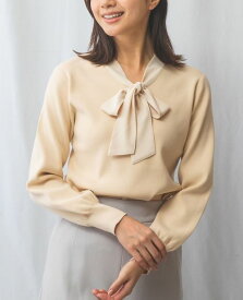 ★開始28時間！20%OFFクーポン配布中★【期間限定55％OFF】《ボウタイ ニット 》【 ナラカミーチェ 公式】 レディース トップス 異素材 長袖 ハイゲージ スーツイン 上品