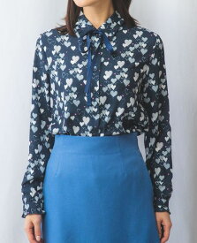 【50%OFF】《 ハート柄リボン付き 長袖 ブラウス 》 レディース トップス シャツ ハート リボン 大人可愛い 大きいサイズ ナラ カミーチェ NARACAMICIE ナラカミ アウトレット 送料無料
