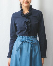 【50%OFF】《フリルブラウス 2重スタンドフリルブロード 長袖 ブラウス 》レディーストップス フリル フリル襟 サテン きれいめ ナラ カミーチェ NARACAMICIE ナラカミ アウトレット 送料無料