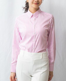 【50%OFF】《ストレッチ ストライプ 長袖 シャツ 》レディーストップス きちんと カラバリ グリーン ピンク ブルー 大きいサイズ ナラ カミーチェ NARACAMICIE ナラカミ アウトレット 送料無料