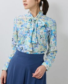 【50%OFF】《ボウタイブラウス 花柄 プリント 長袖 ボウタイ ブラウス 》レディーストップス フラワー 春 華やか きれいめ ナラ カミーチェ NARACAMICIE ナラカミ アウトレット 送料無料