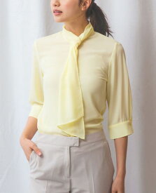 【50%OFF】《ボウタイブラウス ジョーゼット フリルタイ 七分袖 ブラウス 》レディーストップス 落ち感 フェミニン きれいめ ナラ カミーチェ NARACAMICIE ナラカミ アウトレット 送料無料