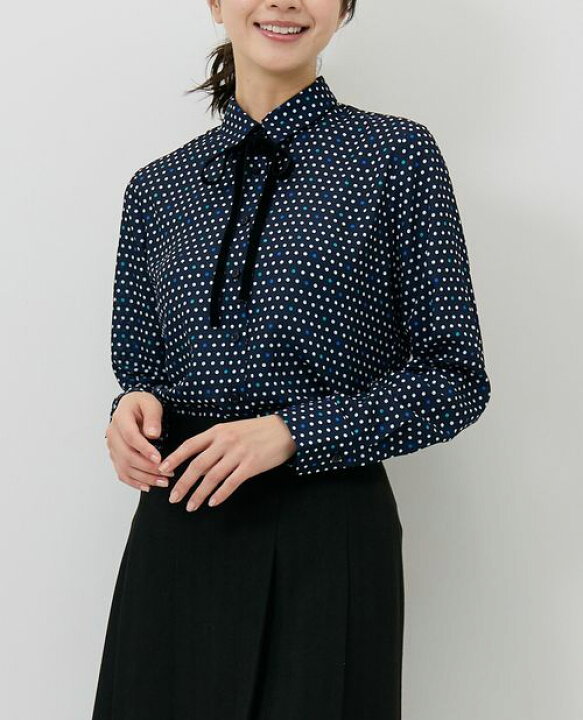 楽天市場】【50%OFF】《 ドット柄リボン付き 長袖 ブラウス 