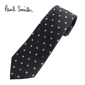 【ネクタイ ブランド・ブランドネクタイ】Paul Smith(ポールスミス)ネクタイ メンズ スター柄シルク(サイズ剣幅8cm) ALU7-79 ブラック　ブランドネクタイ　クリスマスギフト　バレンタイン　ギフト