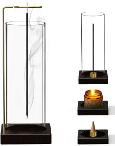 線香立て ガラス お香立て おしゃれ インセンスホルダー アロマスティック 吊り下げ式 円形 四角形 2種類 癒やし香炉 茶道 香道 玄関先 茶室 プレゼント 7色