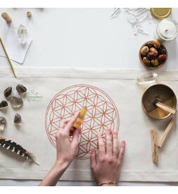 クリスタルグリッド専用キャンバスマット 長方形アートテーブルクロス タロット占い道具 儀式用テーブルボード スピリチュアルグッズ