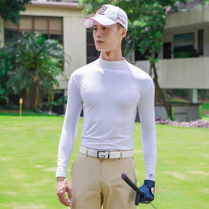 ゴルフ 白 アンダーシャツ 冷感 長袖 メンズ 夏 夏用 接触冷感 インナー ゼロフィット モックネック メンズ ゴルフアンダーシャツ 涼しい 速乾
