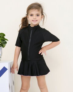 スクール水着 女児 半袖 ジッパー ワンピース 水着 ガールズ 女子 ワンピース スカート Aライン 女の子 一体型 幼稚園 小学生 中学生 ジュニア