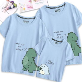 親子コーデ tシャツ 親子ペアルック リンクコーデ 半袖 ママとお揃い 親子でつながる 誕生日 記念日 恐竜 Tシャツ 綿 可愛い 親子お揃い 親子お
