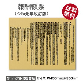 報酬額票 消費税率10%対応 令和元年10月1日改訂版ゴールド H350×W450mm 宅建報酬額票(令和元年改訂版) プレート看板 内容印刷込 屋外用 対候性◎ 内容印刷込み 法令 看板 アルミ 看板 報酬額 宅建 報酬 gs-pl-bc-gold