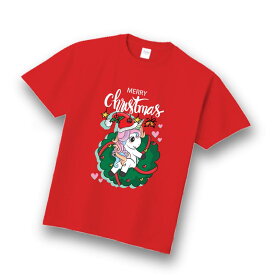 クリスマス tシャツ 普段着 かわいい 【本体カラー：レッド】クリスマスTシャツ ( 5.6オンス ) メンズ キッズ KIDS 子供服 半袖 サンタクロース 吸水速乾 Tシャツ 子供用 衣装 イベント パーティーグッズ tシャツ t085-kurikid-rd