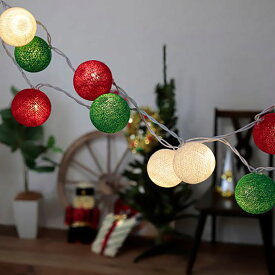日本製コード コンセントタイプ LED クリスマスライト クリスマスカラー コットンボールランプ スイッチ付き クリスマス 飾り付け クリスマスツリー クリスマスオーナメント イルミネーション オーナメント 部屋 飾り プレゼント ディスプレー