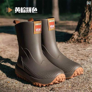 長靴 メンズ ドイツ系 男性用 ミドル丈 厚底 防水 滑り止め 耐摩耗 釣り フィッシング アウトドア キャンプ ウォーキング ハイキング レインブーツ ゴム素材