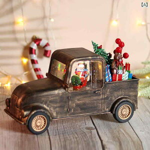 クリスマス飾り オルゴール 水晶球 サンタクロース ミニカー スノードーム ジオラマ 樹脂製 置物 おしゃれ かわいい アンティーク調 アメリカンカントリー風 インテリア ギフト 贈り物