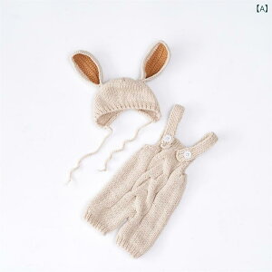 ベビーコスチューム 新生児 赤ちゃん かわいい うさぎ耳 ニット 手編み 撮影衣装 記念写真 月齢フォト ニューボーンフォト 寝相アート お宮参り セットアップ アクリル オフホワイト