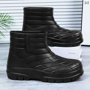 レインブーツ メンズ 男性用 雨靴 作業靴 ラバーブーツ ミドル丈 滑り止め 防水 耐油 EVA 厚底 工事現場 釣り フィッシング 厨房 シェフ アウトドア 普段使い カジュアル ブラック グレー レッ