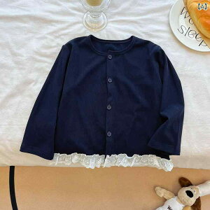 ニットカーディガン キッズ 女の子 かわいい 秋物 韓国 カジュアル トップス アウター 快適 ポリエステル 長袖 無地 おしゃれ ブルー グレー 着回し 普段使い