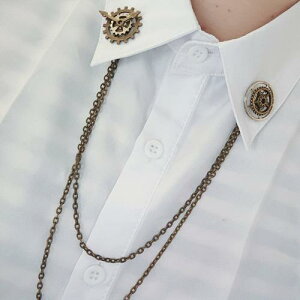 ブローチ スチームパンク レトロ パンクテイスト 機械式 歯車 ラペルピン 襟飾り シャツ 襟元チェーン 多彩 個性的 ファッション小物 合金製(x2)