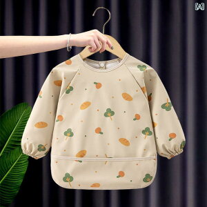 ベビー 子供用 食事用 スモック エプロン 男女兼用 秋冬 長袖 全身 防水 防油 はっ水加工 PU素材 離乳食 幼児 お絵かき 粘土遊び キャラクター柄 かわいいデザイン 着脱簡単 汚れ防止