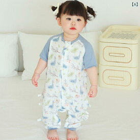 スリーパー ベビー キッズ 赤ちゃん 幼児 子供用 バンブーコットン 竹綿 ガーゼ 薄手 やわらかい肌触り 足付きタイプ 寝冷え防止 寝袋 吸湿速乾 通年 オールシーズン かわいい キャラクター 半袖 長袖 着る毛布 部屋着(x2)