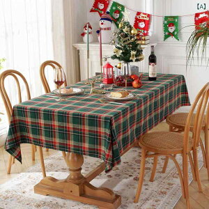 テーブルクロス アメリカンスタイル 先染め ポリエステル綿混 ホリデー クリスマス 雪の結晶 赤緑チェック 長方形 食卓 リビング デコレーション おしゃれ かわいい