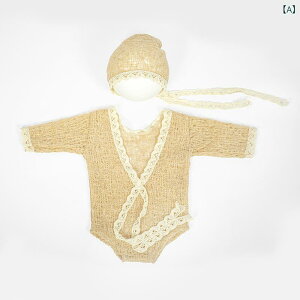 新生児 ベビー服 男女兼用 撮影用 衣装 毛糸 ニット 透かし編み ウール チョコレート色 赤ちゃん 乳児 0歳 1歳 記念フォト お宮参り ハーフバースデー やわらかい 肌触り 羊毛ニット(x2)