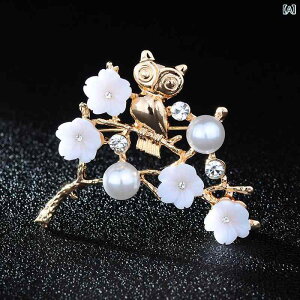 ブローチ レディース 韓国ファッション パール フクロウ 雪梅 枝 モチーフ 合金 上品 エレガント 大人可愛い おしゃれ 華やか アクセサリー 普段使い フォーマル 結婚式 パーティー 入学式