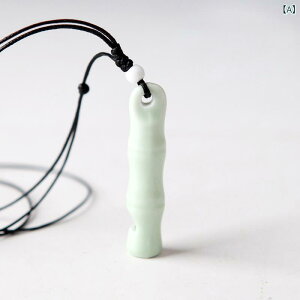 ネックレス レディース 景徳鎮 手作り 陶器 笛 ペンダント スネークチェーン セーターチェーン グリーン ブルー ホワイト アンティーク レトロ 文芸風 普段使い カジュアル 春夏