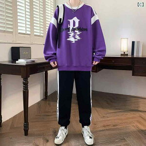 スウェット セットアップ 男の子 ジュニア ボーイズ 中学生 ティーン 綿混 クルーネック 長袖 ロングパンツ 上下セット カジュアル 部屋着 普段使い ルームウェア 春秋 韓国風 おしゃれ