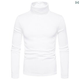 トップス メンズ 男性用 秋冬 無地 シンプル スリムフィット 裏起毛 ハイネック プルオーバー 長袖 カットソー インナーウェア ポリエステル カジュアル 普段使い