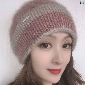 ニット帽 レディース 女性用 秋冬 防寒 保温 防風 手編み 二重構造 厚手 ビーニー ワッチキャップ あったか ふわふわ やわらか シンプル エレガント カジュアル 帽子