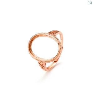 指輪 レディース S925純銀 金メッキ 電気メッキ加工 卵形 ベゼルセッティング 透かし彫り 空枠 オープンタイプ サイズ調整可能 シンプル 上品 ファッション オフィス 普段使い カジュアル ゴ