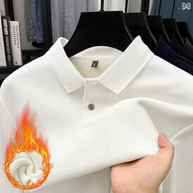 Tシャツ メンズ トップス 秋冬 長袖 ポロ襟 ポロシャツ 裏起毛 厚手 保温 暖かい カジュアル 普段使い ミドル世代 お父さん向け 綿100% ゆったり 大きいサイズ