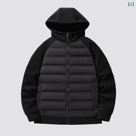 ダウンジャケット 男女兼用 フード付き ニット 切り替え 軽量 薄手 アウトドア スポーツ 防寒 保温 洗える ホワイトダックダウン ポリエステル カジュアル デイリーユース 秋冬 フルジップ