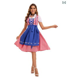 コスプレ レディース 女性用 オクトーバーフェスト ディアンドル メイド服 民族衣装風 フォークロア調 制服風 かわいい キュート セクシー ワンピース ドレス パーティー イベント ハロウィン ポリエステル