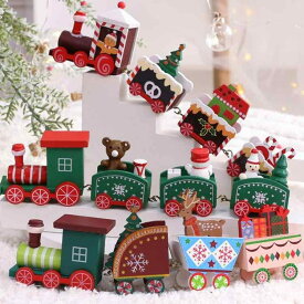 クリスマスデコレーション 木製 ミニチュア オーナメント かわいい 家庭用 リビング インテリア ツリー スノーマン トナカイ サンタクロース 列車 置物 雑貨 おしゃれ