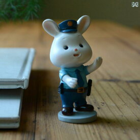 置物 うさぎ 警察官 フィギュア かわいい ユニーク モダン ミニ オブジェ マスコット 樹脂製 リビング 書斎 本棚 飾り棚 デスク おしゃれ インテリア雑貨