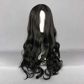 ウィッグ レディース ロング コスプレ 原宿風 アニメ キャラクター ネット付き 自然 ゆるふわ カール 耐熱 高品質 かつら ブラック
