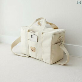 マザーズバッグ 韓国風 大容量 多機能 保温 保冷 ショルダー トート ベビー用品 収納 整理 キャンバス 白くま アニマル柄 ホワイト お出かけ 通勤 通園 旅行 鞄