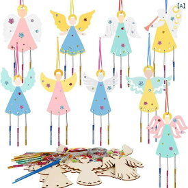 クリスマスオーナメント 天使 ウィンドチャイム DIY 木製 クラフト 手作りキット 絵付け デコレーション ポプラ材 吊り下げ飾り 子供 親子向け プレゼント ギフト リビング 部屋 インテリア 装飾品
