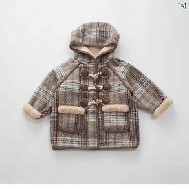 コート キッズ 男女兼用 子供 秋冬 裏起毛 厚手 ダッフルコート アウター フード付き チェック柄 ロング丈 韓国風 防寒 あたたかい かわいい おしゃれ