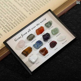 鉱石標本 天然石 15種セット 水晶 アゲート 原石 地質 理科 自由研究 学習教材 コレクション パワーストーン インテリア ディスプレイ