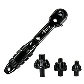 ドリルチャック QTG 多機能ドリルチャックレンチ 1セット、高耐久手動ドリルビットクランプレンチキット、3-in-1ラチェットレンチ、交換可能ヘッドキー付き、3段階ギアクイックラチェット、正逆回転&滑り止めハンドル、1/4インチ六角シャンクビット対応