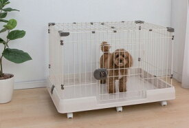 【ペット用品　ケージ・サークル】ルームケージ RKG-900L ミルキーブラウン(犬 ケージ ペットケージ 小型犬 中型犬 屋根付き ルームケージ キャスター付 屋根 おしゃれ アイリスオーヤマ 猫 ペット ケージ サークル うさぎ 小動物 組立 おそうじ 室内 ハウス)