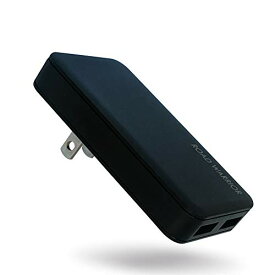 ROAD WARRIOR USB 自動判別 急速 充電器 2ポート 15.5W (最大出力 5V / 3.1A) [ iPhone/iPad/Android その他USB-C機器対応 ] 折畳式プラグ 急速充電器 ブラック 黒 RW126