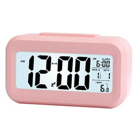 目覚まし時計 置時計 おしゃれ デジタル ライト 時計 見やすい シンプル 温度計 多機能 ピンク
