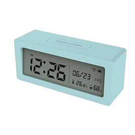 HuBDIC (温度 湿度 日付 曜日 アラーム スヌーズ バックライト付き) 温湿度計付き 目覚まし時計 これはお得 見やすいと デジタル時計 温湿度 時刻 曜日 シンプル おしゃれ LED 置き時計 卓上 温度計 湿度計 ワイド液晶